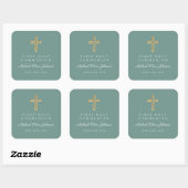 Green Religious Cross Boy First Communion Vierkante Sticker (Vel)