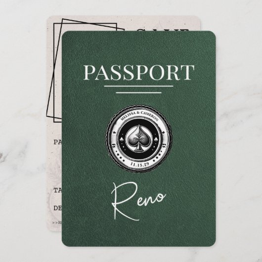 Green Reno Passport Bewaar de datum Save The Date (Voorkant / Achterkant)