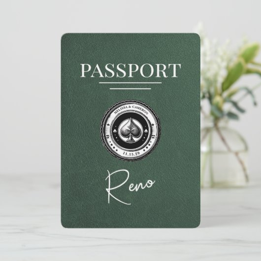 Green Reno Passport Bewaar de datum Save The Date (Staand voorkant)
