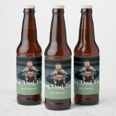 Green Retro Best Dad ever Custom Afbeelding Bier Etiket (Flessen)