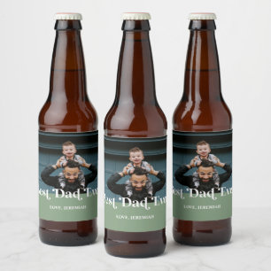 Green Retro Best Dad ever Custom Afbeelding Bier Etiket