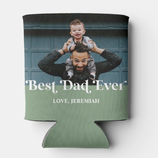 Green Retro Best Dad ever Custom Afbeelding Blikjeskoeler (Achterkant)