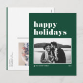 Green Retro Bold Typografie Prettige feestdagen (Voorkant / Achterkant)