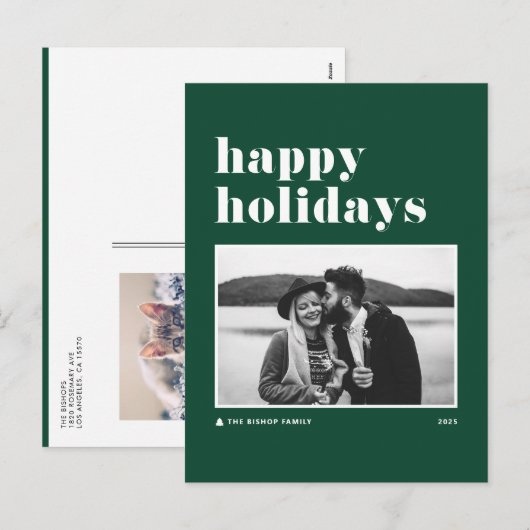 Green Retro Bold Typografie Prettige feestdagen (Voorkant / Achterkant)