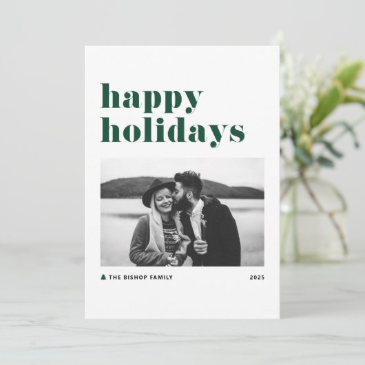 Green Retro Bold Typografie Prettige feestdagen Feestdagenkaart (Staand voorkant)