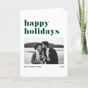Green Retro Bold Typografie Prettige feestdagen Kaart