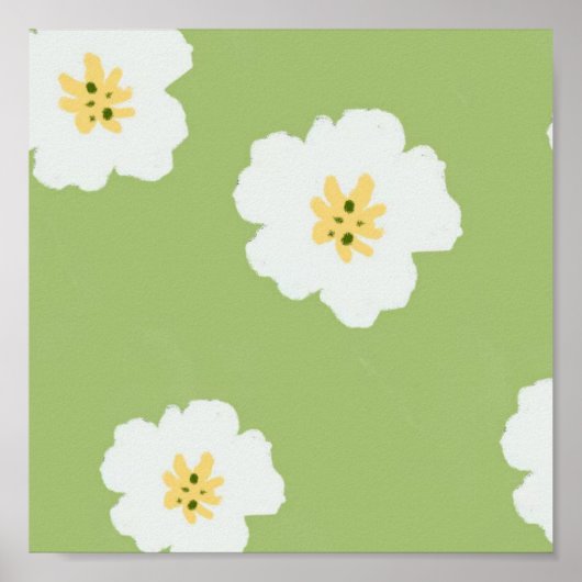 Green Retro Botanical Wildflower Poster (Voorkant)