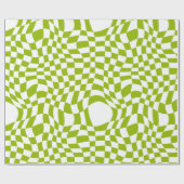Green Retro Checkered Wave Warp Art Cadeaupapier (Vlak)