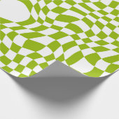 Green Retro Checkered Wave Warp Art Cadeaupapier (Hoek)