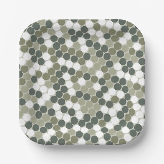 Green retro dots papieren bordje (Voorkant)