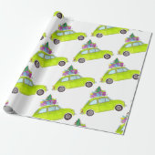 Green Retro Fiat 500 kerstcadeautjes Waterverf Cadeaupapier (Uitgerold)