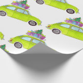 Green Retro Fiat 500 kerstcadeautjes Waterverf Cadeaupapier (Hoek)