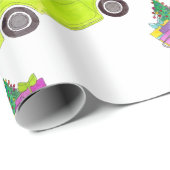 Green Retro Fiat 500 kerstcadeautjes Waterverf Cadeaupapier (Rol Hoek)