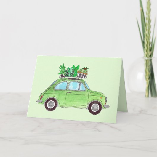 Green Retro Fiat 500 Topolino Kaart (Voorkant)