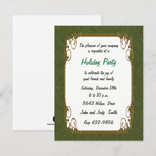 Green Retro Holiday Uitnodiging (Voorkant / Achterkant)