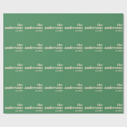 Green Retro moderne minimalist Cadeaupapier (Vlak)