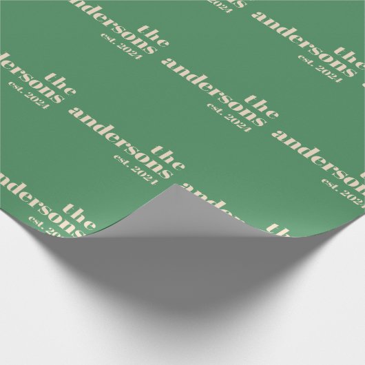 Green Retro moderne minimalist Cadeaupapier (Hoek)