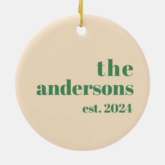 Green Retro moderne minimalist Keramisch Ornament (Achterkant)