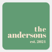 Green Retro moderne minimalist Vierkante Sticker (Voorkant)