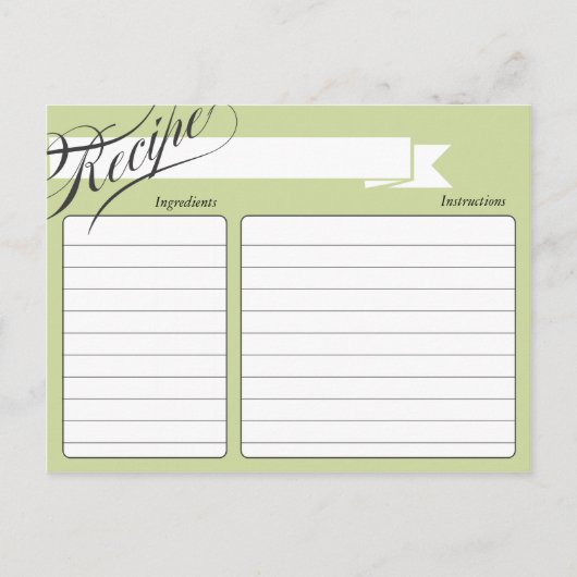Green Retro Recipe Card Briefkaart (Voorkant)