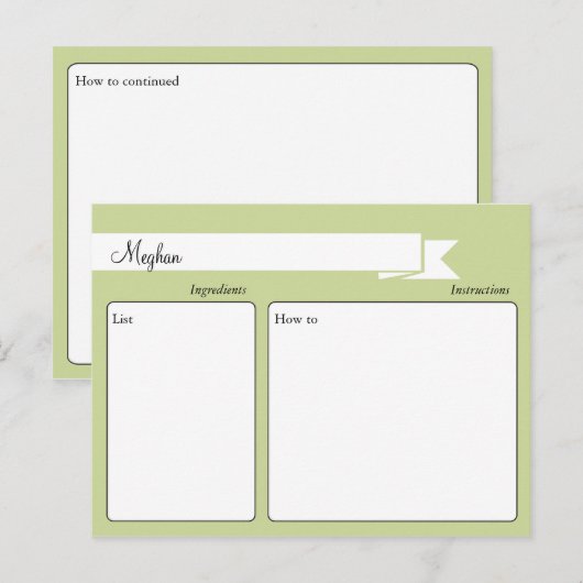 Green Retro Recipe Card Briefkaart (Voorkant / Achterkant)