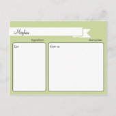 Green Retro Recipe Card Briefkaart (Voorkant)