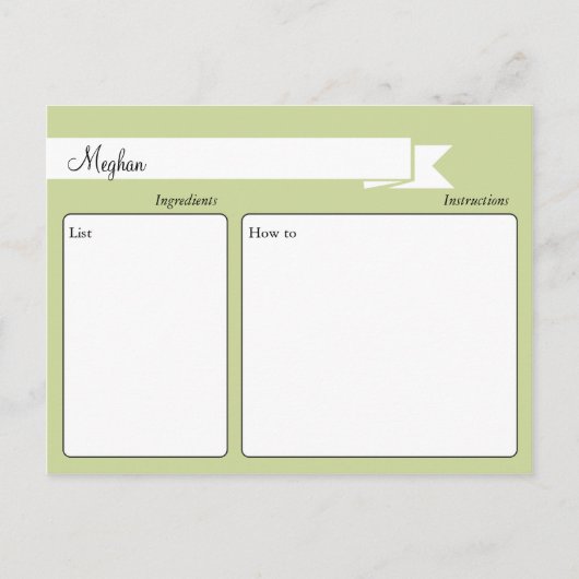 Green Retro Recipe Card Briefkaart (Voorkant)