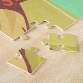 Green Retro Soccer Aesthetische Sport Illustratie Legpuzzel (Zijkant)