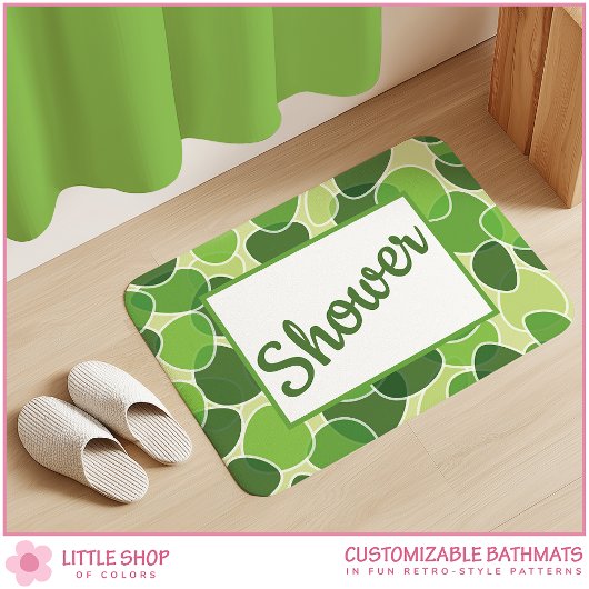Green Retro-Style Ovals Customizable Badmat