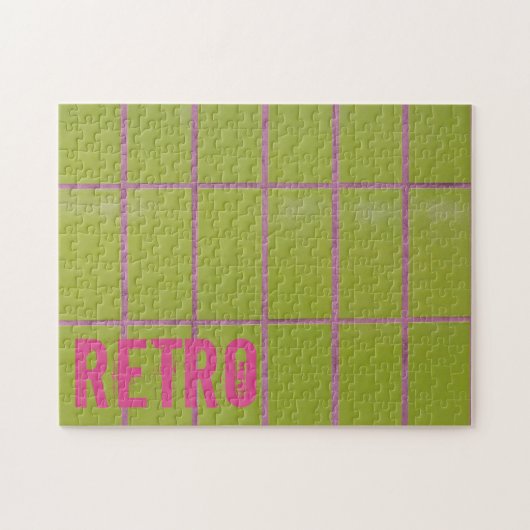 Green Retro Tile 80s 70s 60s achtergrond Legpuzzel (Horizontaal)