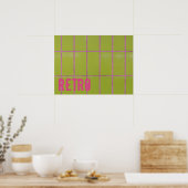 Green Retro Tile 80s 70s 60s achtergrond Poster (Keuken)