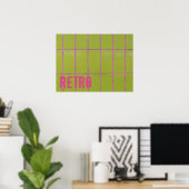 Green Retro Tile 80s 70s 60s achtergrond Poster (Thuiskantoor)