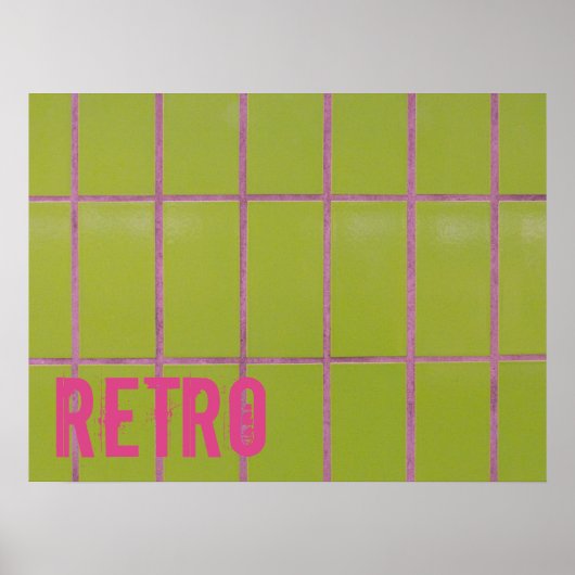 Green Retro Tile 80s 70s 60s achtergrond Poster (Voorkant)