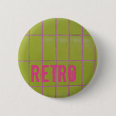 Green Retro Tile 80s 70s 60s  achtergrond Ronde Button 5,7 Cm (Voorkant)