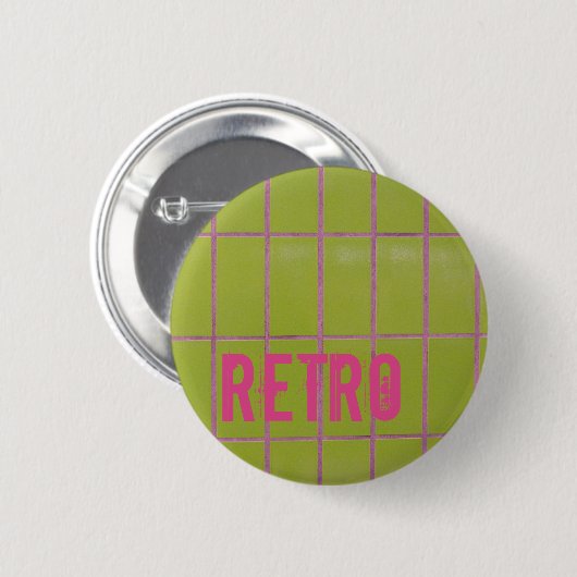 Green Retro Tile 80s 70s 60s  achtergrond Ronde Button 5,7 Cm (Voorkant /achterkant)