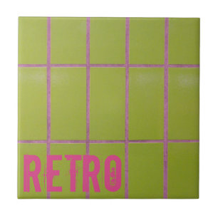 Green Retro Tile 80s 70s 60s  achtergrond Tegeltje