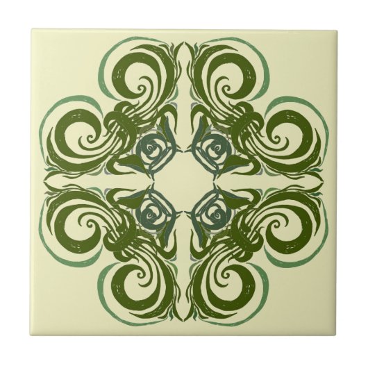 Green Retro Tiles Tegeltje (Voorkant)