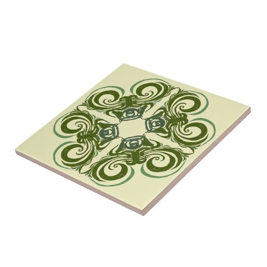 Green Retro Tiles Tegeltje (Zijkant)