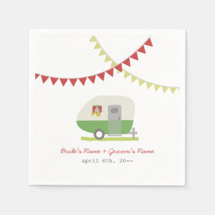 Green Retro Trailer Wedding Napkins Servetten