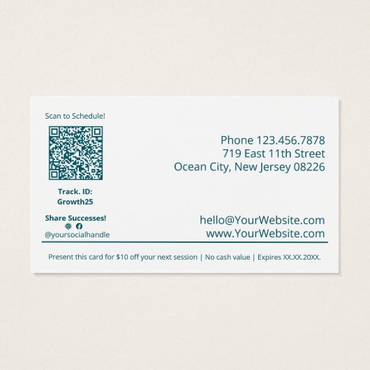 Green Ribbon Bells $10 Christmas Gift Voucher Kaar Visitekaartje (Achterkant)