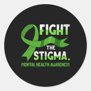 Green Ribbon Bestrijd het Stigma Mannen Geestelijk Ronde Sticker