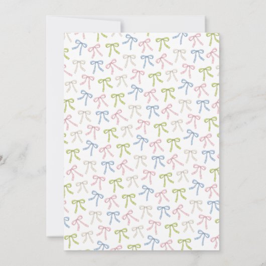 Green Ribbon Bow Baby shower Uitnodiging (Achterkant)