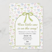 Green Ribbon Bow Baby shower Uitnodiging (Voorkant / Achterkant)