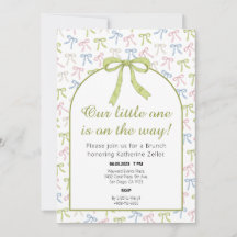 Green Ribbon Bow Baby shower Uitnodiging