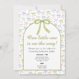 Green Ribbon Bow Baby shower Uitnodiging
