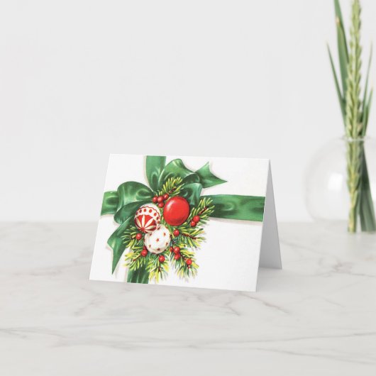 Green Ribbon Christmas Kaart (Voorkant)