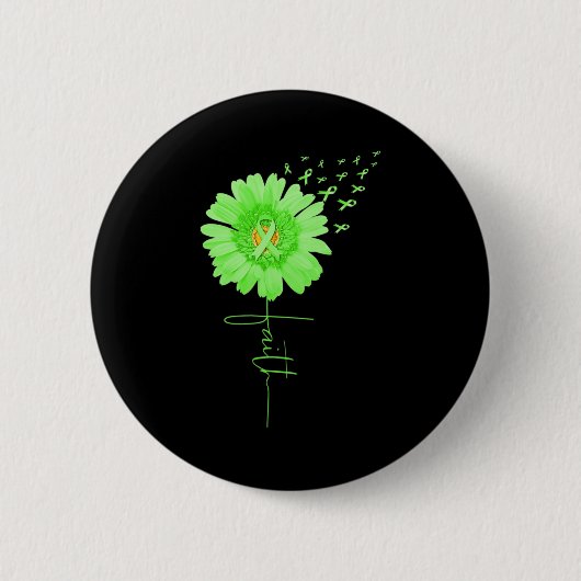 Green Ribbon Daisy Faith Mental Health Awareness M Ronde Button 5,7 Cm (Voorkant)