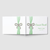 Green Ribbon Diamond Bow Wedding Guestbook Gastenboek (Volledig)