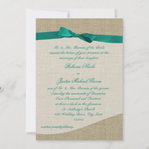 Green Ribbon en Burlap Wedding Kaart