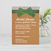 Green Ribbon, kant, Tan Burlap Vrijgezellenfeest I Kaart (Staand voorkant)